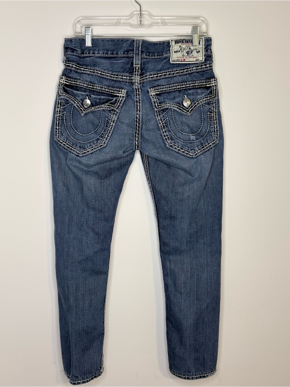 True Religion Slim Distressed Straight Leg Jeans Denim Size 29